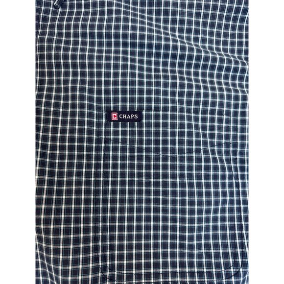 Chaps Mens Navy & White Plaid Button-Down Shirt XXL - New - Picture 6 of 9